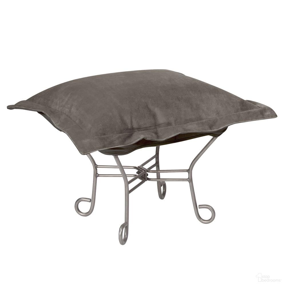 Scroll Puff Ottoman Bella Titanium Frame In Pewter