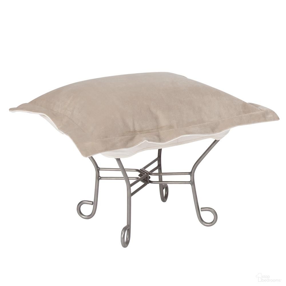 Scroll Puff Ottoman Bella Titanium Frame In Sand