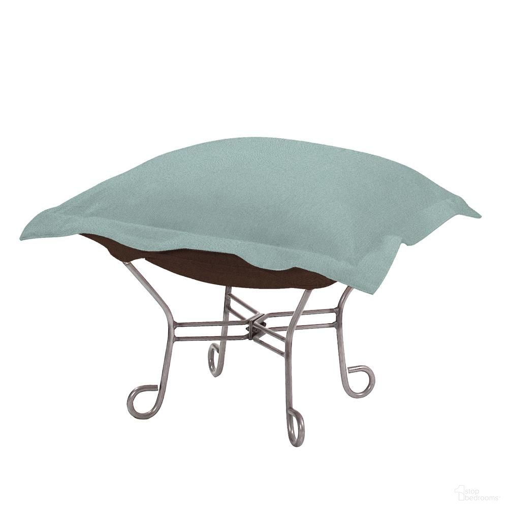 Scroll Puff Ottoman Sterling Titanium Frame In Breeze