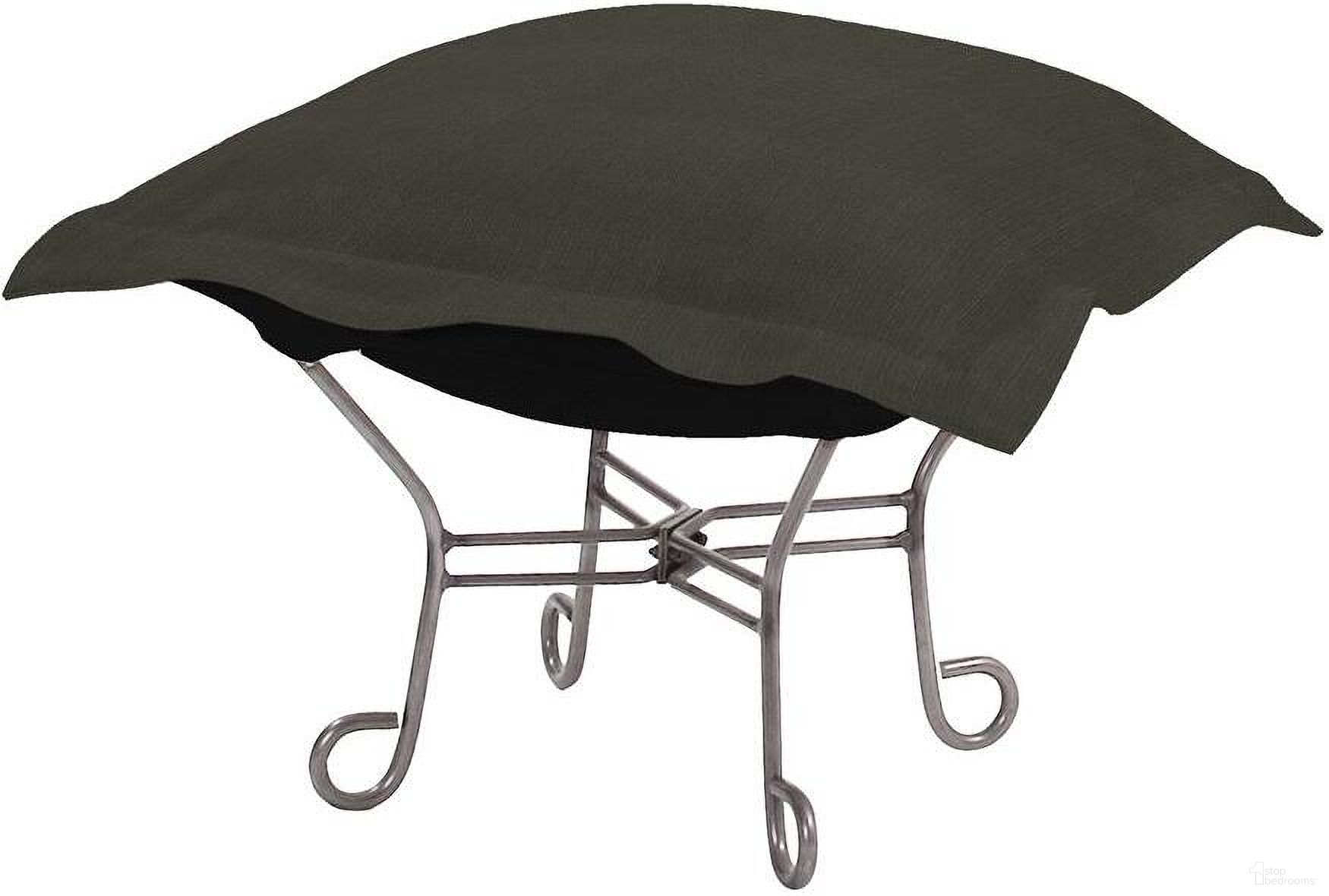 Scroll Puff Ottoman Sterling Titanium Frame In Charcoal
