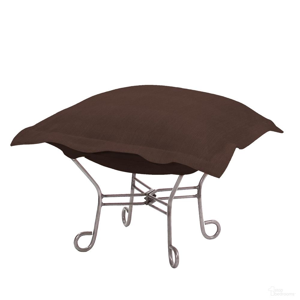 Scroll Puff Ottoman Sterling Titanium Frame In Chocolate