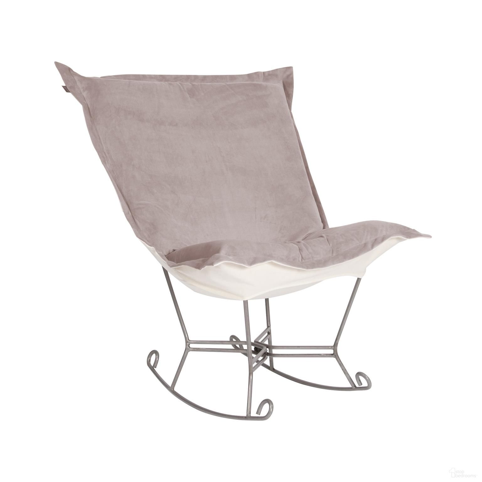 The appearance of Scroll Puff Rocker Bella Titanium Frame In Ash designed by Howard Elliott in the modern / contemporary interior design. This ash piece of furniture was selected by 1StopBedrooms from Bella Collection to add a touch of cosiness and style into your home. Sku: 600-1017. Material: Polyester.