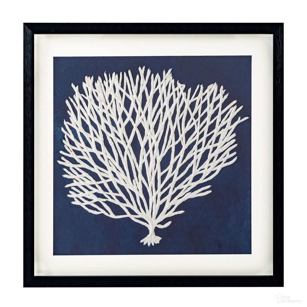 Sea Fan I Shadow Box In Blue and White