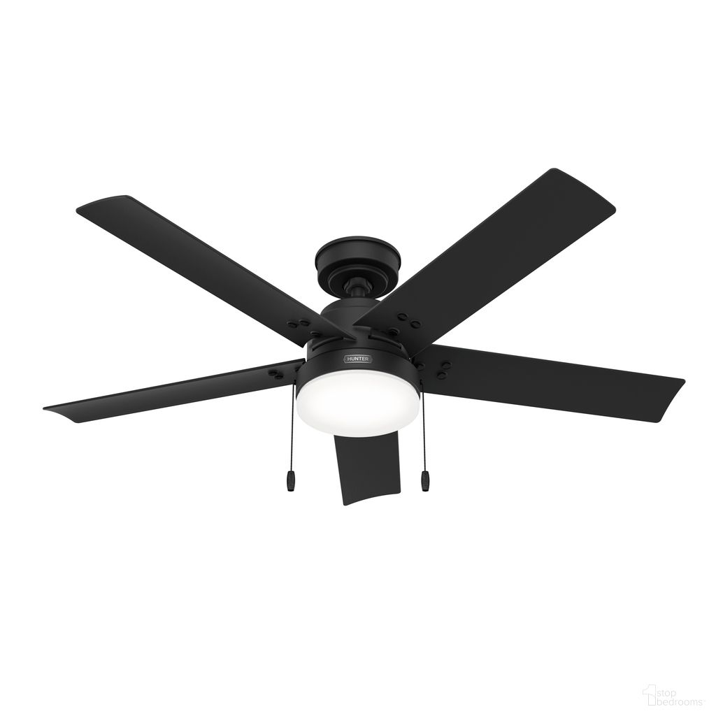 Sea Point 52 Inch WeatherMax Indoor/Outdoor Ceiling Fan with LED Light Kit and Pull Chain In Matte Black