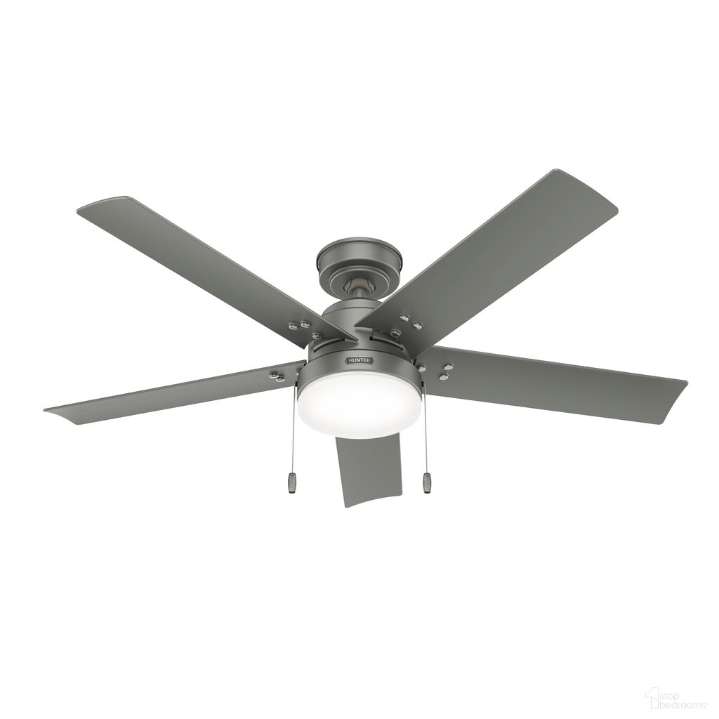 Sea Point 52 Inch WeatherMax Indoor/Outdoor Ceiling Fan with LED Light Kit and Pull Chain In Matte Silver
