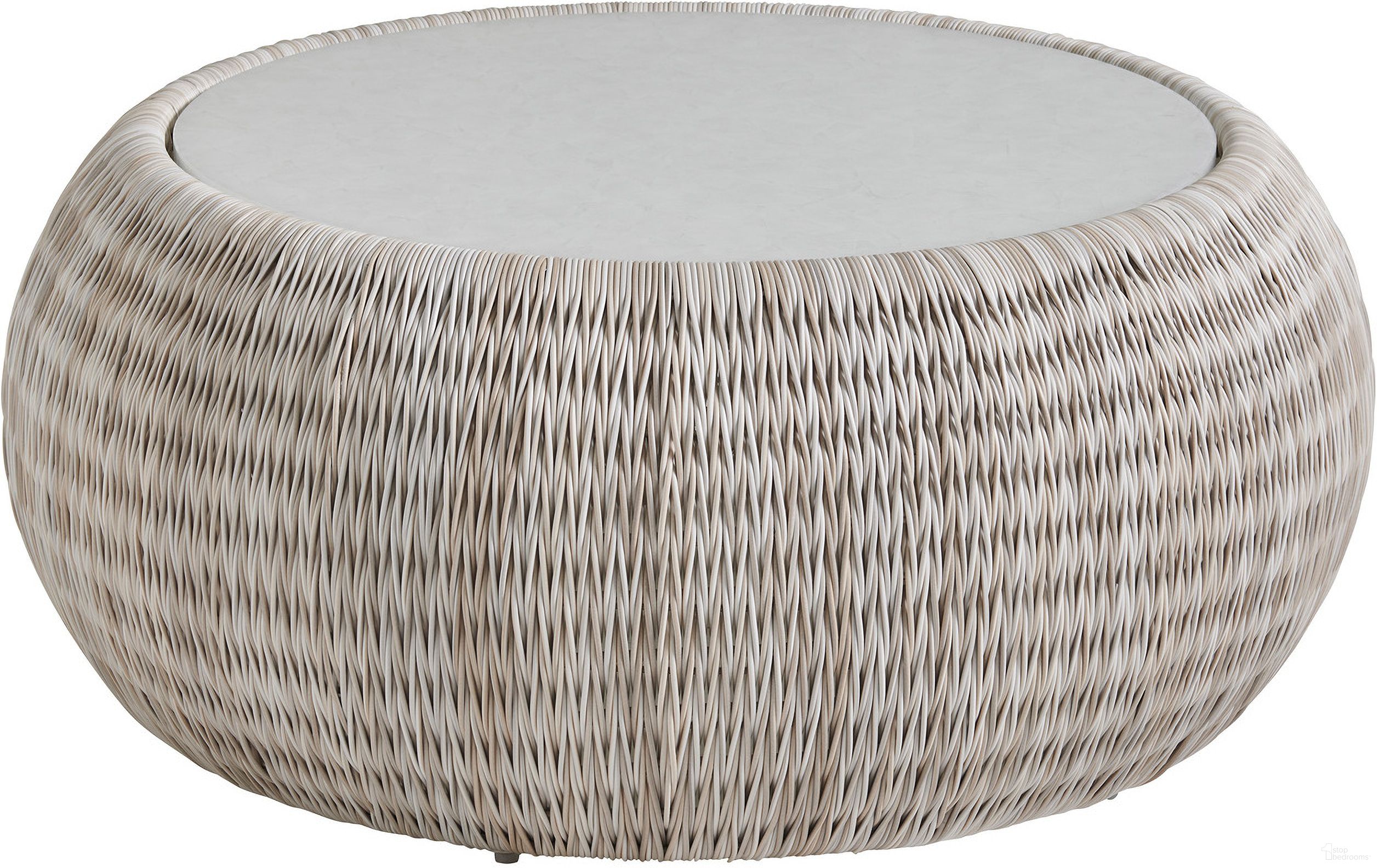 The appearance of Seabrook Round Cocktail Table In Ivory designed by Tommy Bahama in the transitional interior design. This ivory piece of furniture was selected by 1StopBedrooms from Seabrook Collection to add a touch of cosiness and style into your home. Sku: 3430-943C. Table Top Shape: Round. Material: Wicker.