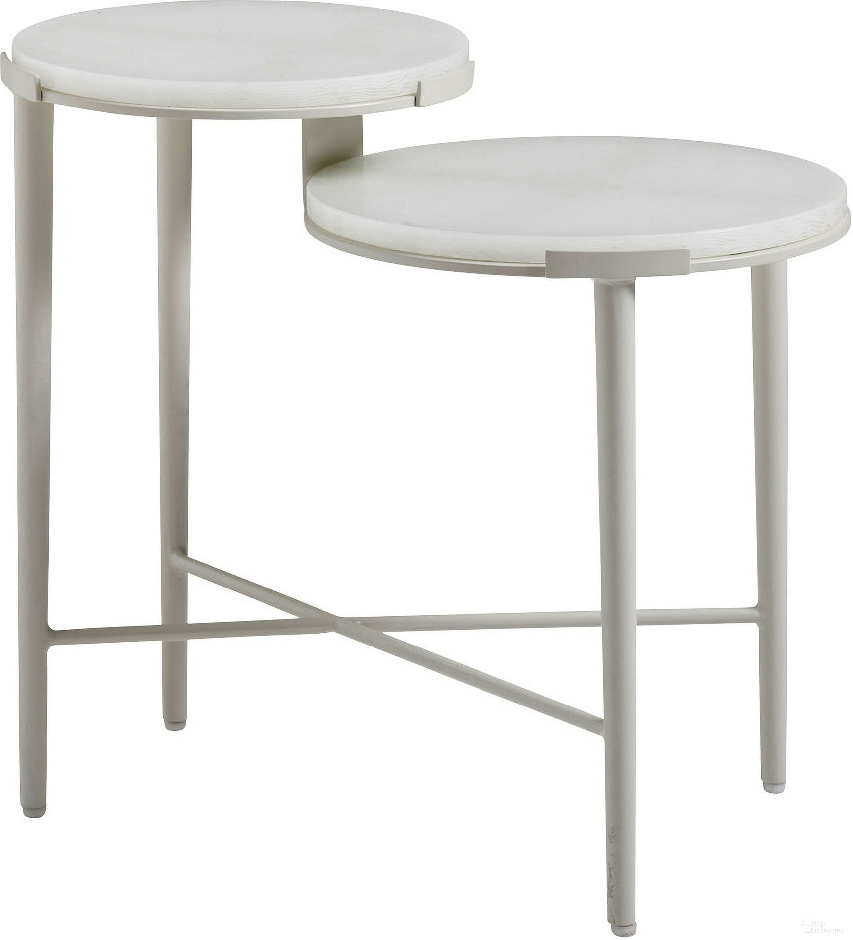 The appearance of Seabrook Tiered End Table In Ivory designed by Tommy Bahama in the modern / contemporary interior design. This ivory piece of furniture was selected by 1StopBedrooms from Seabrook Collection to add a touch of cosiness and style into your home. Sku: 3430-957C. Table Top Shape: Round. Material: Glass.