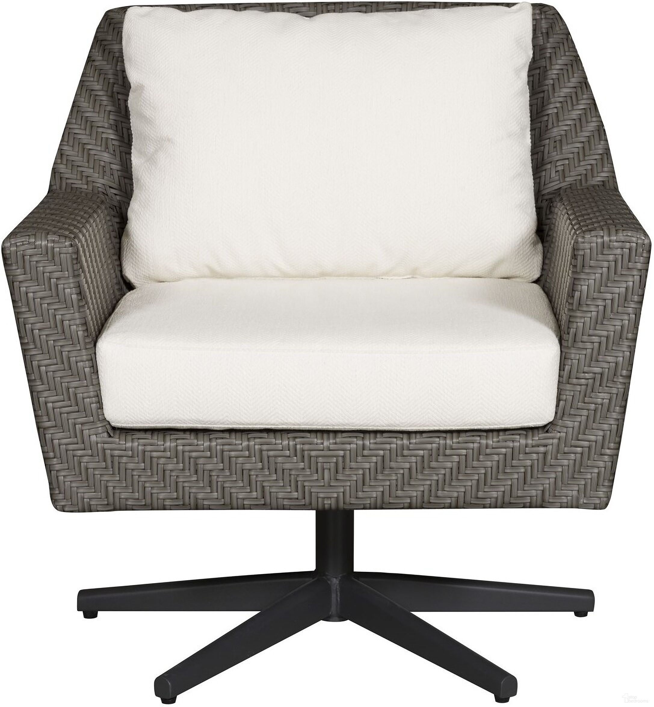 The appearance of Seagate Outdoor Swivel Chair In White and Gray designed by Vanguard Furniture in the modern / contemporary interior design. This white and gray piece of furniture was selected by 1StopBedrooms from Seagate Collection to add a touch of cosiness and style into your home. Sku: OW108-SW_153975. Material: Weave.