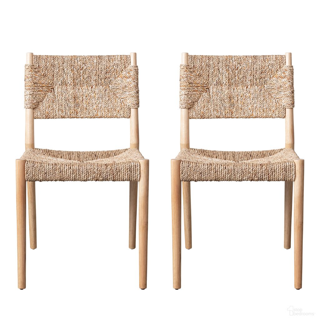 The appearance of Seagrove Woven Water Hyacinth and Rubberwood Chair Set of 2 In Natural designed by Rowena Interiors in the coastal interior design. This natural piece of furniture was selected by 1StopBedrooms from Seagrove Collection to add a touch of cosiness and style into your home. Sku: DF8473SET. Material: Rubberwood. Chair Type: Side Chair.