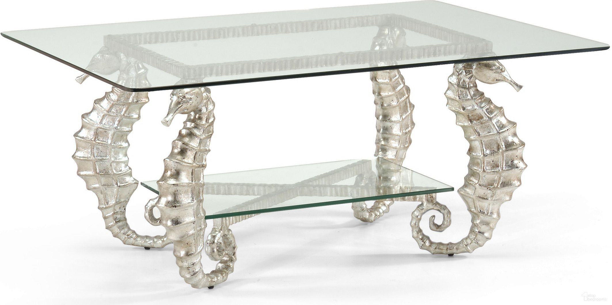 The appearance of Seahorse Coffee Table In Silver designed by Chelsea House in the modern / contemporary interior design. This silver piece of furniture was selected by 1StopBedrooms from Chelsea House Misc Collection to add a touch of cosiness and style into your home. Sku: 381590. Material: Aluminum.