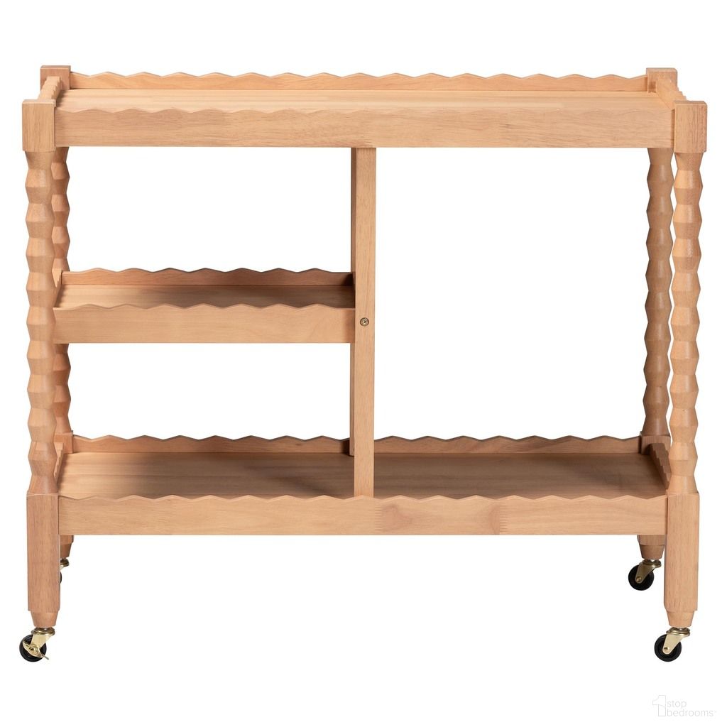 Seamus 3-Tier Book Cart with Bobbin Frame In Beech Brown