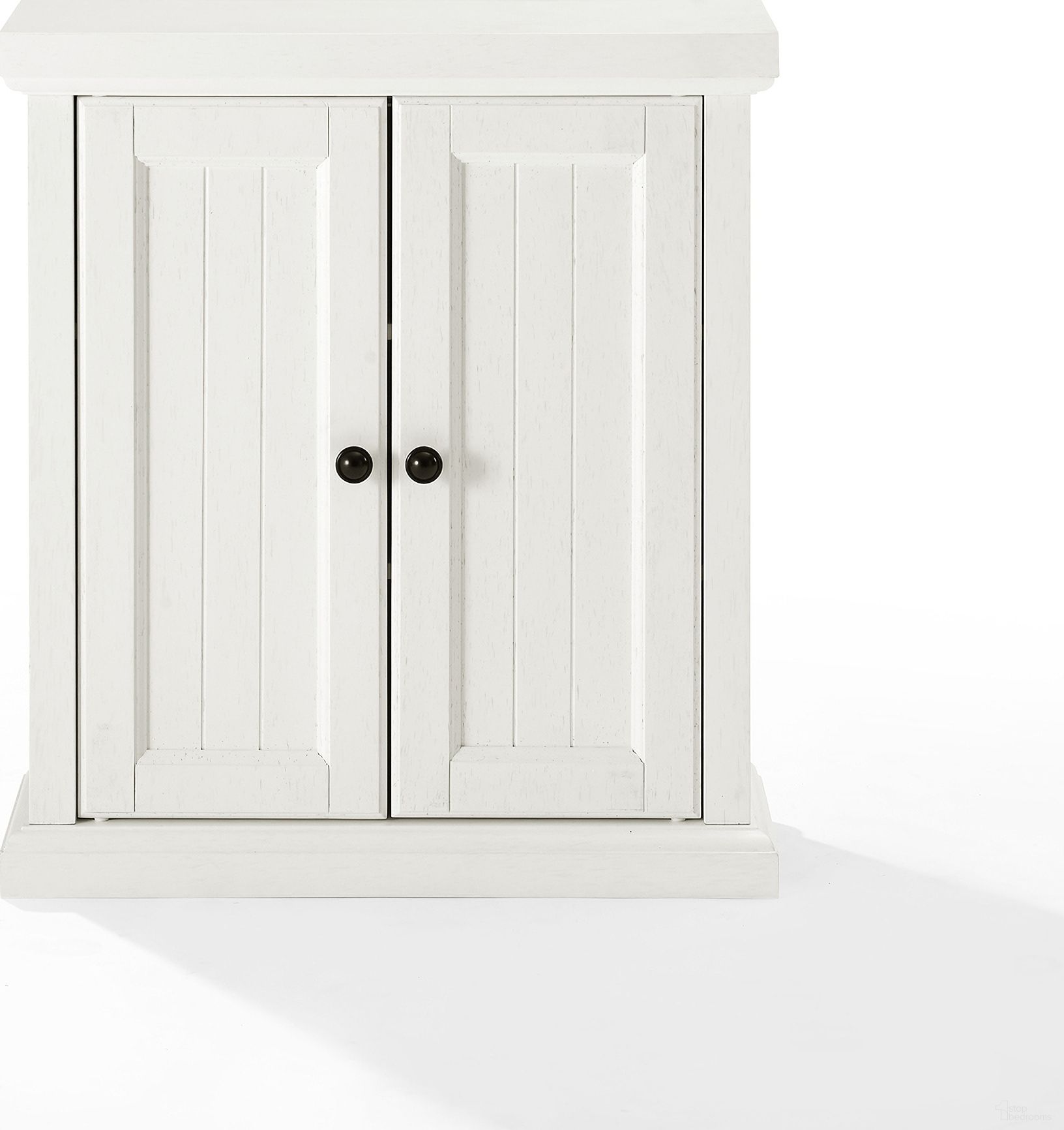 The appearance of Seaside Wall Mounted Storage Cabinet In Distressed White designed by Crosley Brands in the coastal interior design. This distressed white piece of furniture  was selected by 1StopBedrooms from Seaside Collection to add a touch of cosiness and style into your home. Sku: CF7020-WH. Material: Birch Veneer.