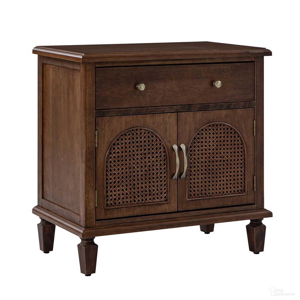 The appearance of Sebastian Nightstand In Walnut designed by Karat Home in the modern / contemporary interior design. This walnut piece of furniture  was selected by 1StopBedrooms from Sebastian Collection to add a touch of cosiness and style into your home. Sku: NSRB1079-WAL. Material: Solid Wood.