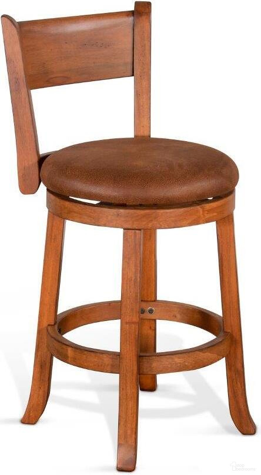 The appearance of Sedona Counter Swivel Barstool with Cushion Seat and Back Set of 2 In Rustic Oak designed by Sunny Designs in the rustic / southwestern interior design. This rustic oak piece of furniture  was selected by 1StopBedrooms from Sedona Collection to add a touch of cosiness and style into your home. Sku: 1646RO-B24. Material: Solid Wood.
