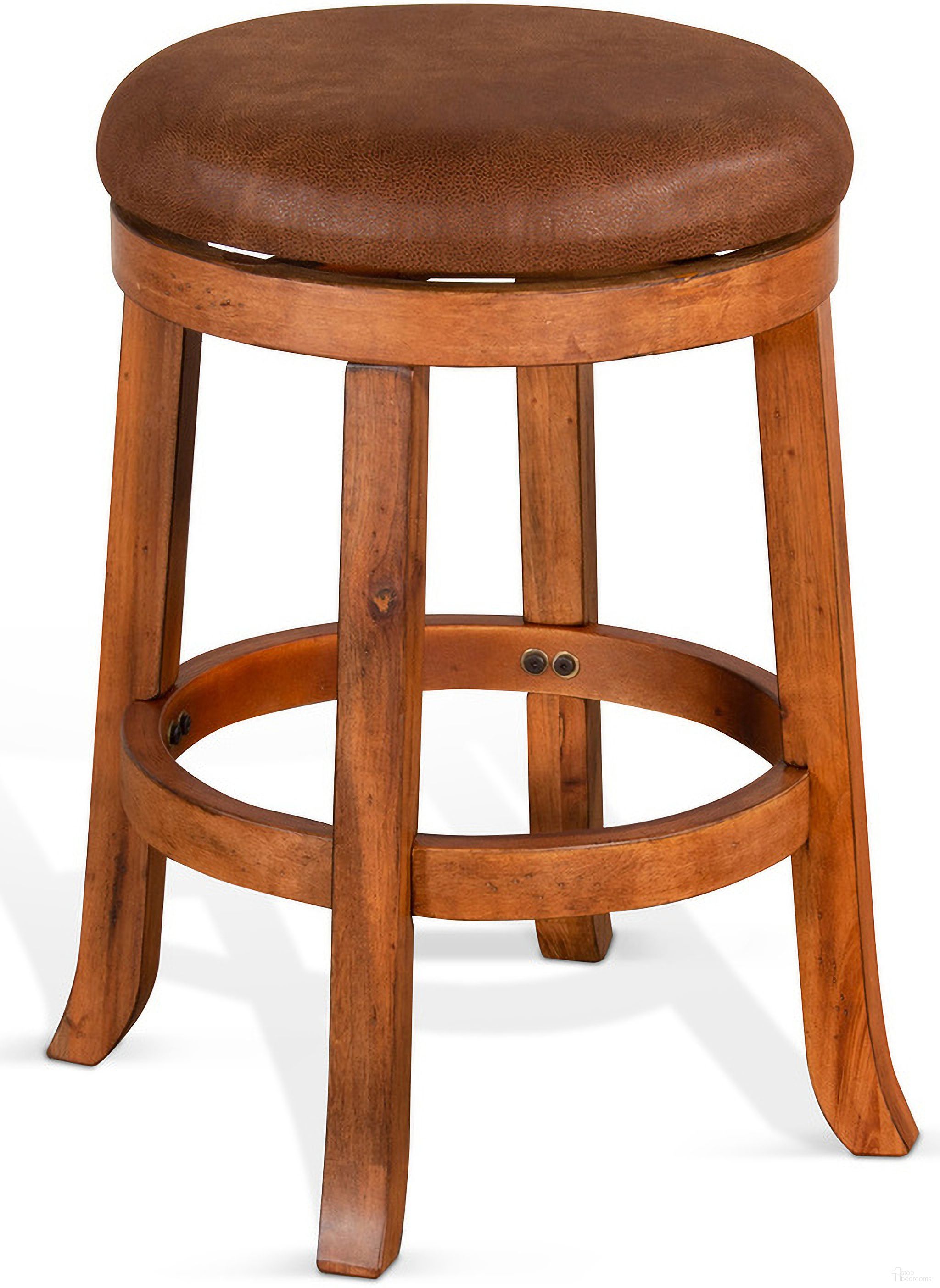 The appearance of Sedona Swivel Counter Stool with Cushion Seat Set of 2 In Rustic Oak designed by Sunny Designs in the rustic / southwestern interior design. This rustic oak piece of furniture  was selected by 1StopBedrooms from Sedona Collection to add a touch of cosiness and style into your home. Sku: 1646RO-24. Material: Solid Wood.