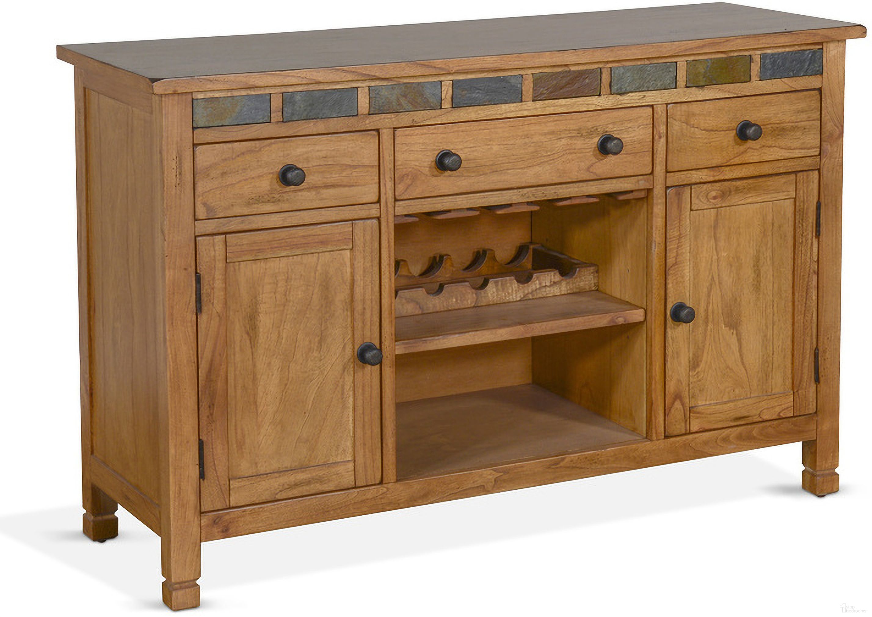 The appearance of Sedona Buffet In Light Brown designed by Sunny Designs in the rustic / southwestern interior design. This rustic oak piece of furniture was selected by 1StopBedrooms from Sedona Collection to add a touch of cosiness and style into your home. Sku: 1903RO2-B2. Material: Solid Wood.