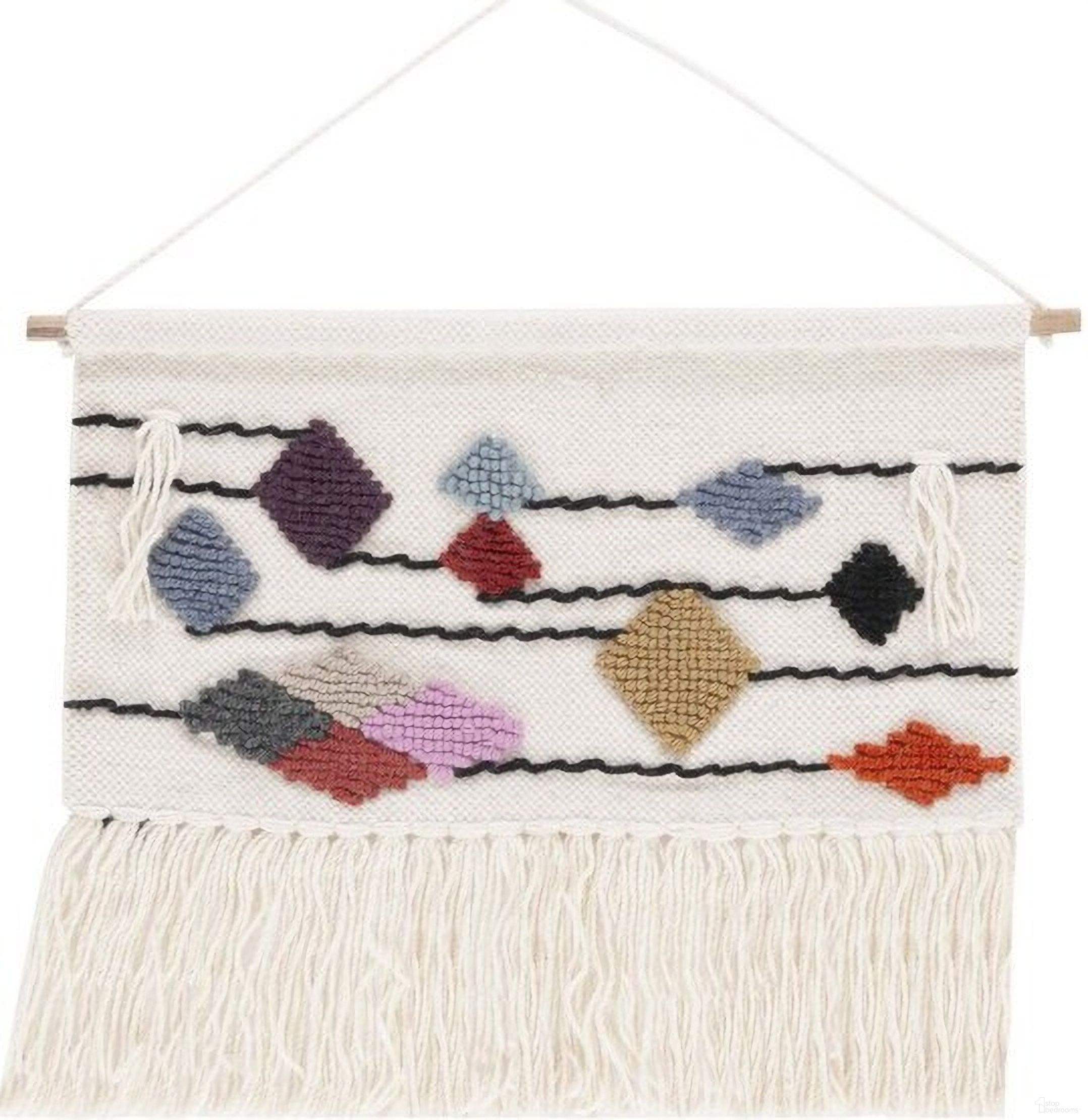 The appearance of Sedona Gleenda Woven Wall Art designed by Safavieh in the modern / contemporary interior design. This ivory/black piece of furniture  was selected by 1StopBedrooms from Sedona Collection to add a touch of cosiness and style into your home. Sku: SWA204A-2. Material: Wool.