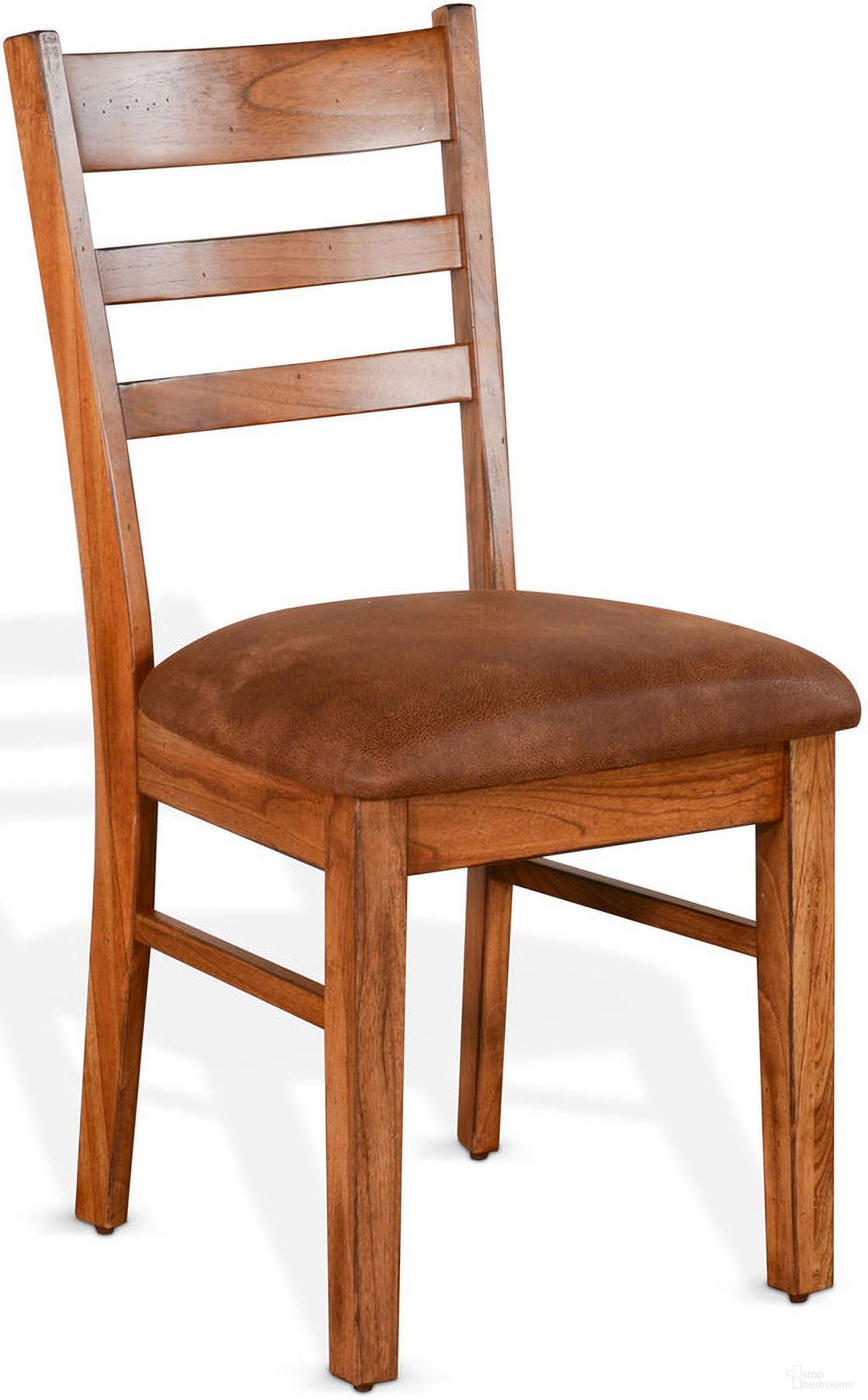 The appearance of Sedona Ladderback Chair with Cushion Seat Set of 2 In Rustic Oak designed by Sunny Designs in the rustic / southwestern interior design. This rustic oak piece of furniture  was selected by 1StopBedrooms from Sedona Collection to add a touch of cosiness and style into your home. Sku: 1616RO2-CT. Material: Solid Wood. Chair Type: Side Chair.