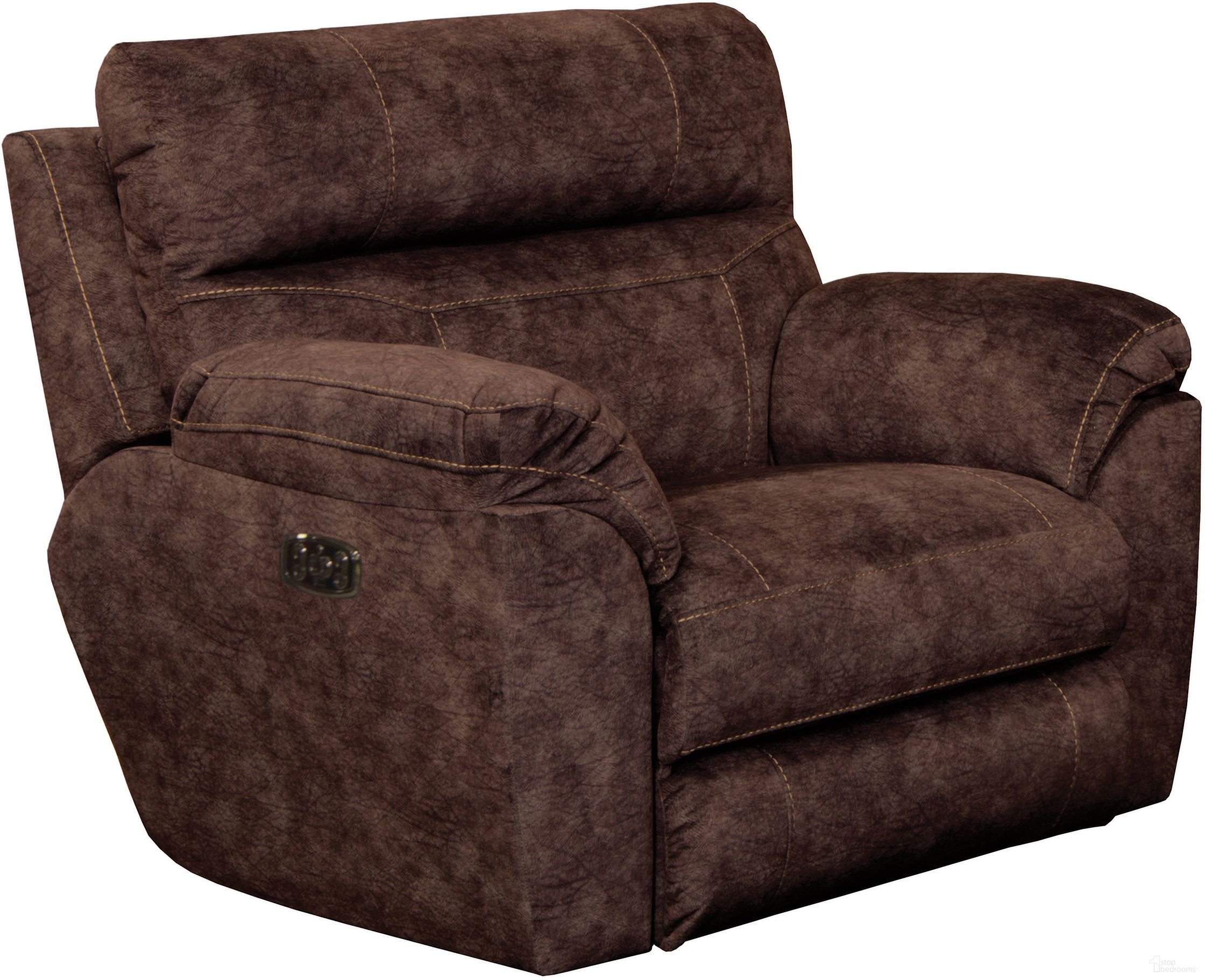 The appearance of Sedona Mocha Power Recliner With Power Lumbar designed by Catnapper in the modern / contemporary interior design. This brown piece of furniture  was selected by 1StopBedrooms from Sedona Collection to add a touch of cosiness and style into your home. Sku: 7622207279329. Material: Fabric.