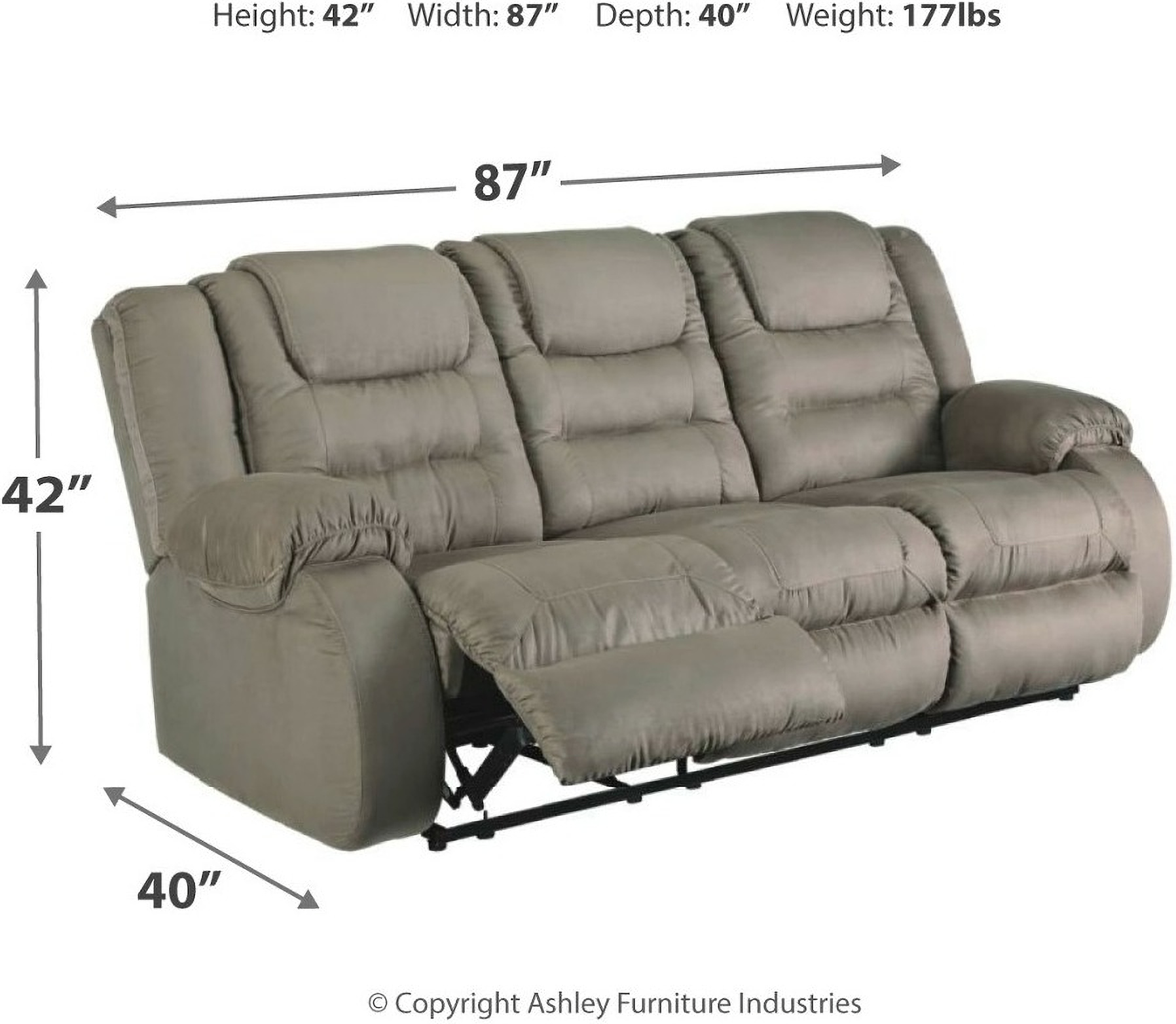 Segburg Reclining Sofa In Cobblestone by Ashley Furniture | 1StopBedrooms