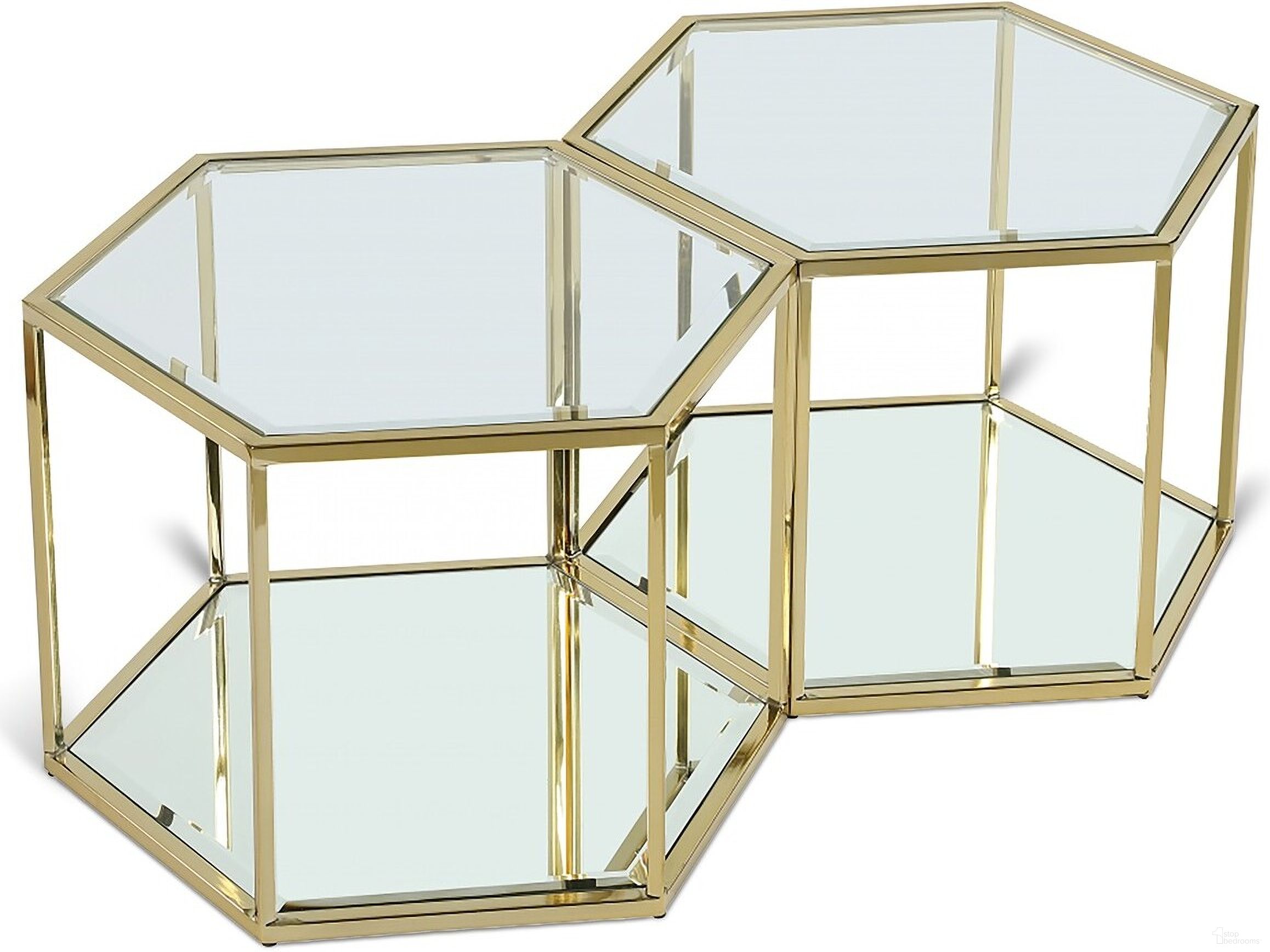 The appearance of Sei 2 Piece Coffee Table In Brushed Gold designed by Meridian in the modern / contemporary interior design. This brushed gold piece of furniture  was selected by 1StopBedrooms from Sei Collection to add a touch of cosiness and style into your home. Sku: 205-CT;205-CT. Material: Stainless Steel.