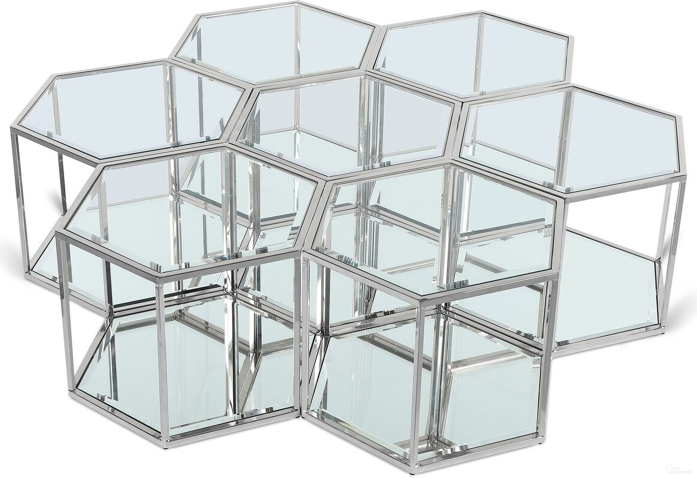 The appearance of Sei 7 Piece Coffee Table In Chrome designed by Meridian in the modern / contemporary interior design. This chrome piece of furniture  was selected by 1StopBedrooms from Sei Collection to add a touch of cosiness and style into your home. Sku: 206-CT;206-CT;206-CT;206-CT;206-CT;206-CT;206-CT. Material: Stainless Steel.