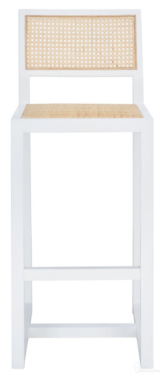 Seika Rattan Bar Stool in White and Natural