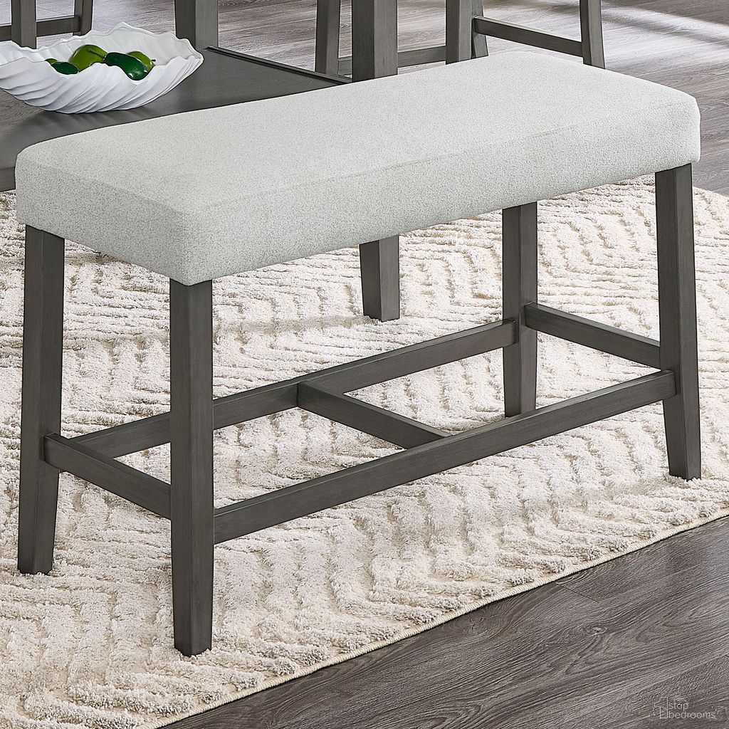 The appearance of Selena 40 Inch Fabric Counter Height Bench with Gray Wood Frame and Wooden Footrest designed by Lilola Home in the transitional interior design. This gray piece of furniture was selected by 1StopBedrooms from Selena Collection to add a touch of cosiness and style into your home. Sku: 30067-BENCH. Material: Wood.