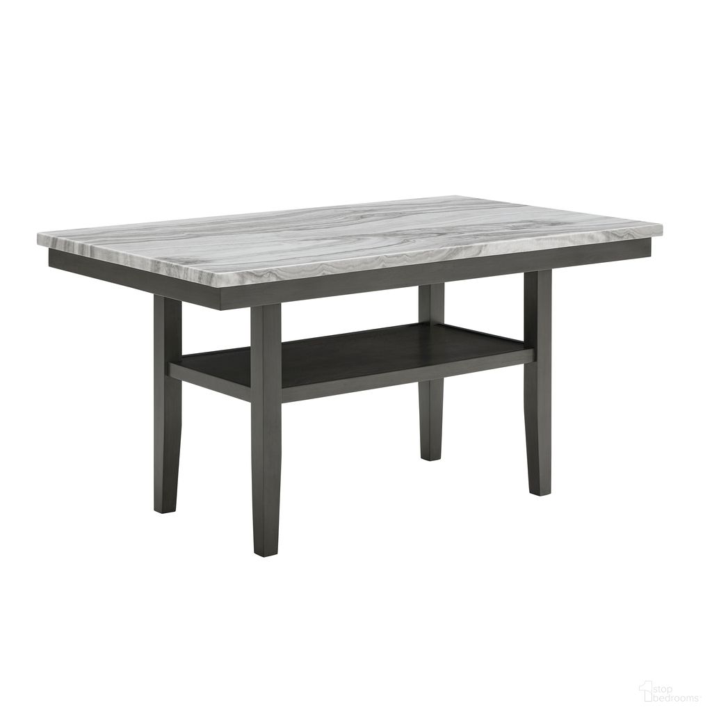 The appearance of Selena 60 Inch Rectangular Faux Marble Counter Height Table with Storage Shelf with Gray Wood Legs designed by Lilola Home in the transitional interior design. This gray piece of furniture was selected by 1StopBedrooms from Selena Collection to add a touch of cosiness and style into your home. Sku: 30067-T. Table Base Style: Legs. Material: Marble. Table Top Shape: Rectangular. Size: 36" x 60".
