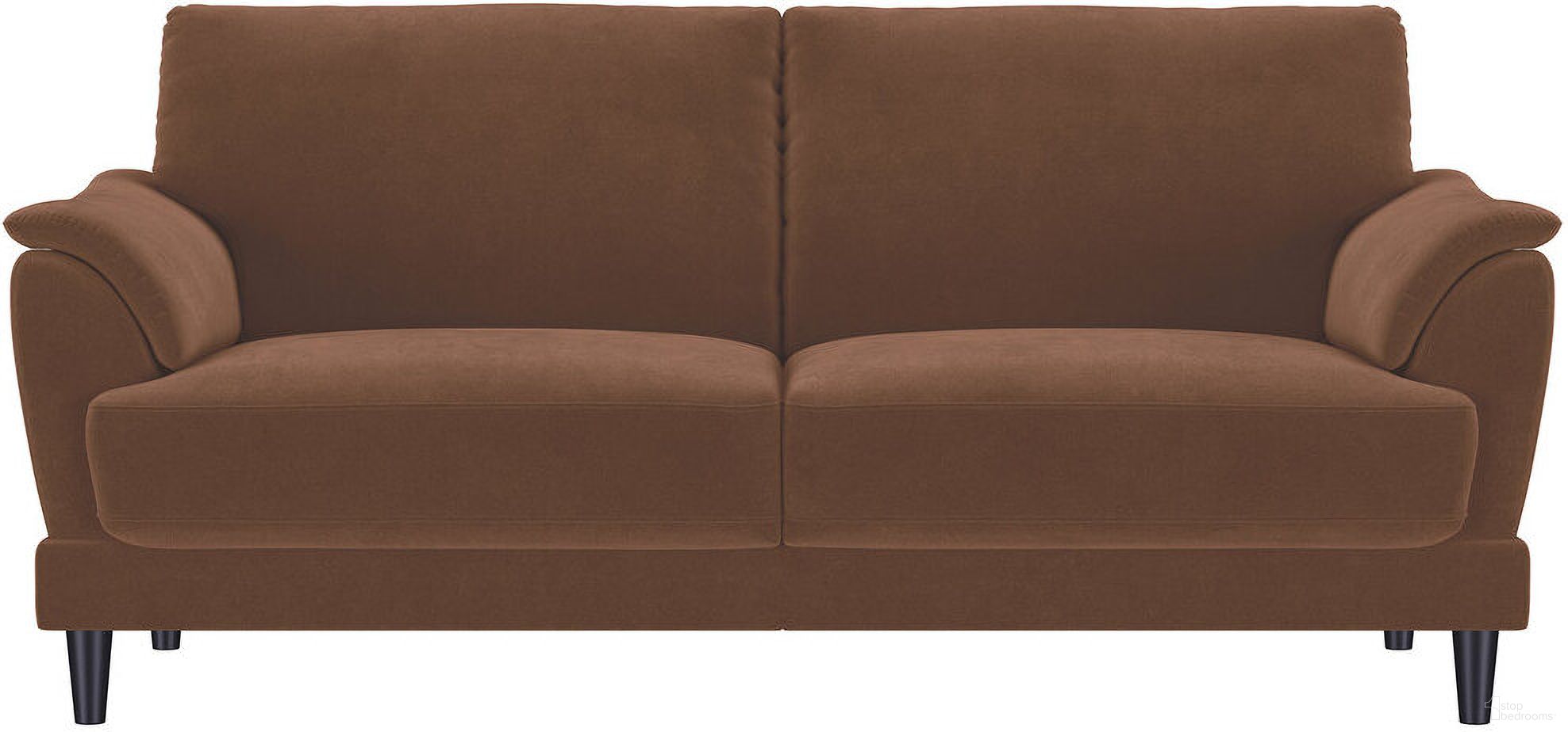 The appearance of Selma Velvet Upholstered Crescent Arm Sofa In Rust designed by Coaster in the transitional interior design. This rust piece of furniture was selected by 1StopBedrooms from Selma Collection to add a touch of cosiness and style into your home. Sku: 552101. Material: Fabric.