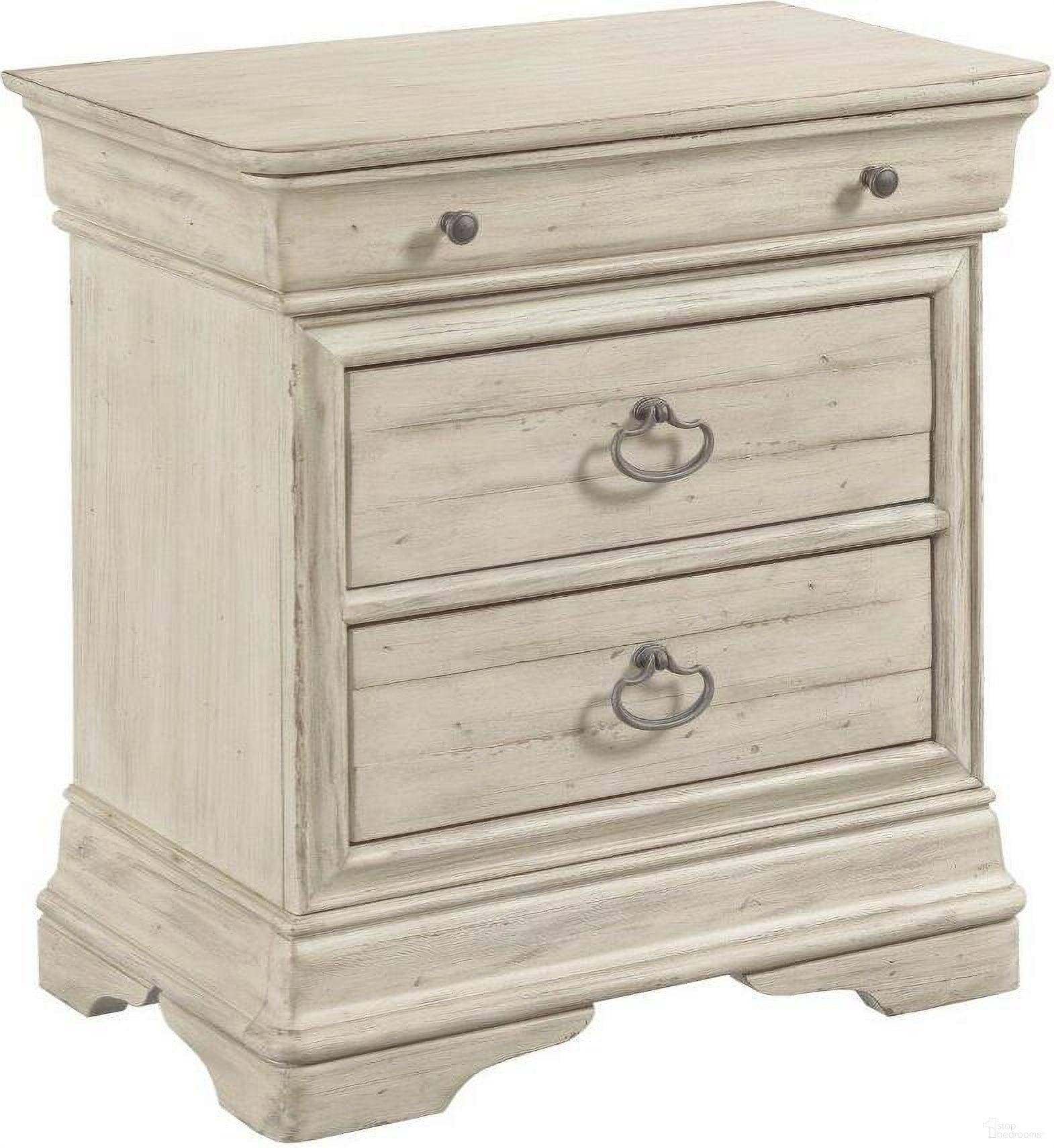 The appearance of Selwyn Parkland Nightstand designed by Kincaid in the transitional interior design. This white piece of furniture was selected by 1StopBedrooms from Selwyn Collection to add a touch of cosiness and style into your home. Sku: 020-420. Material: Wood.