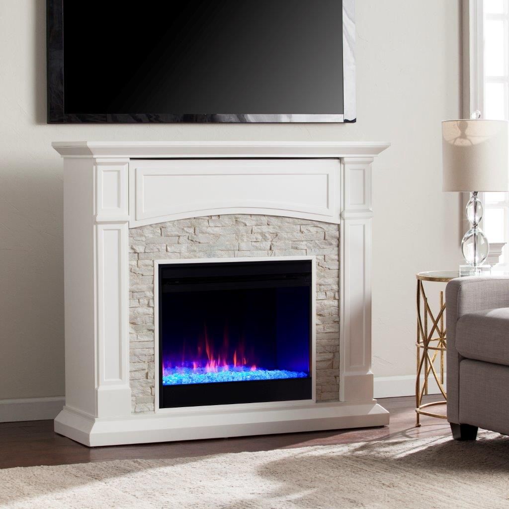 Seneca Color Changing Media Fireplace In White