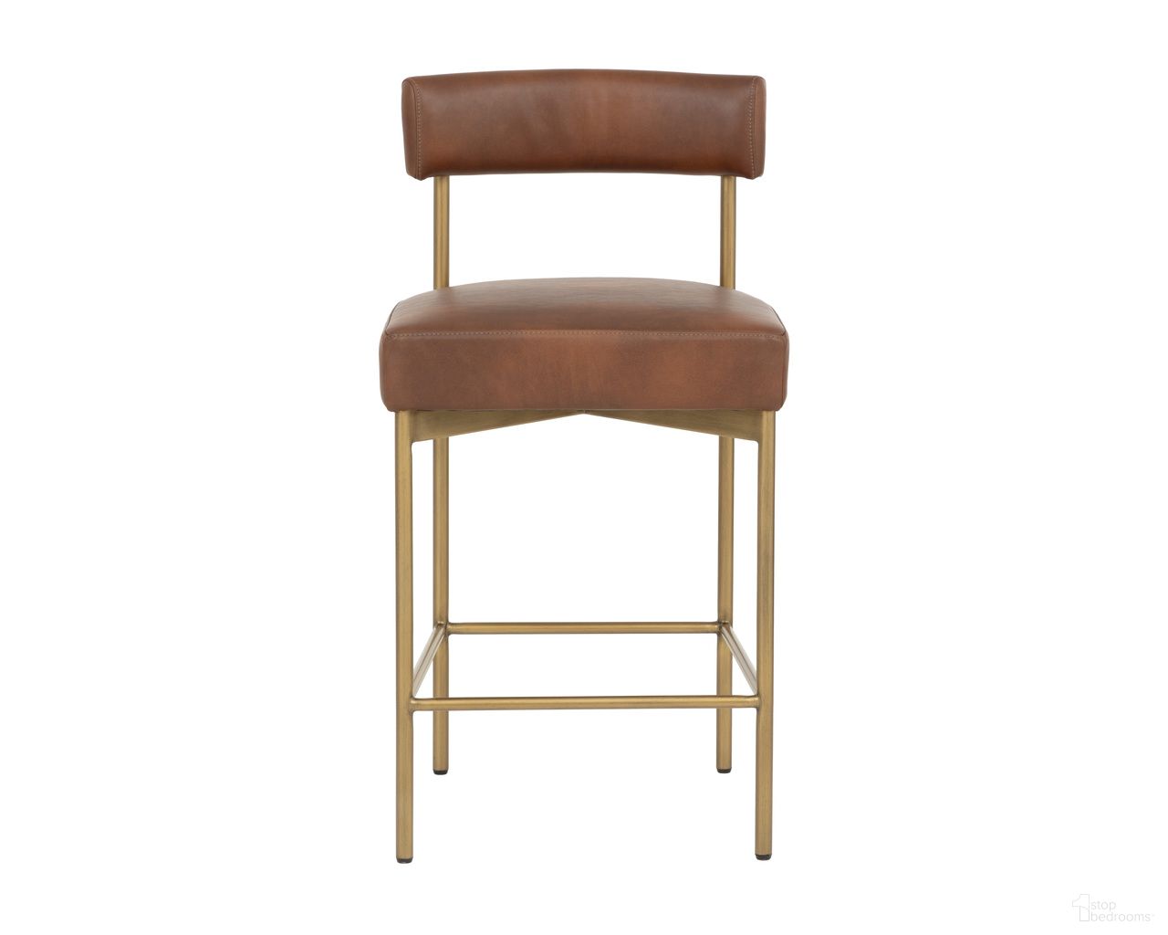 Seneca Counter Stool In Bravo Cognac and Antique Brass