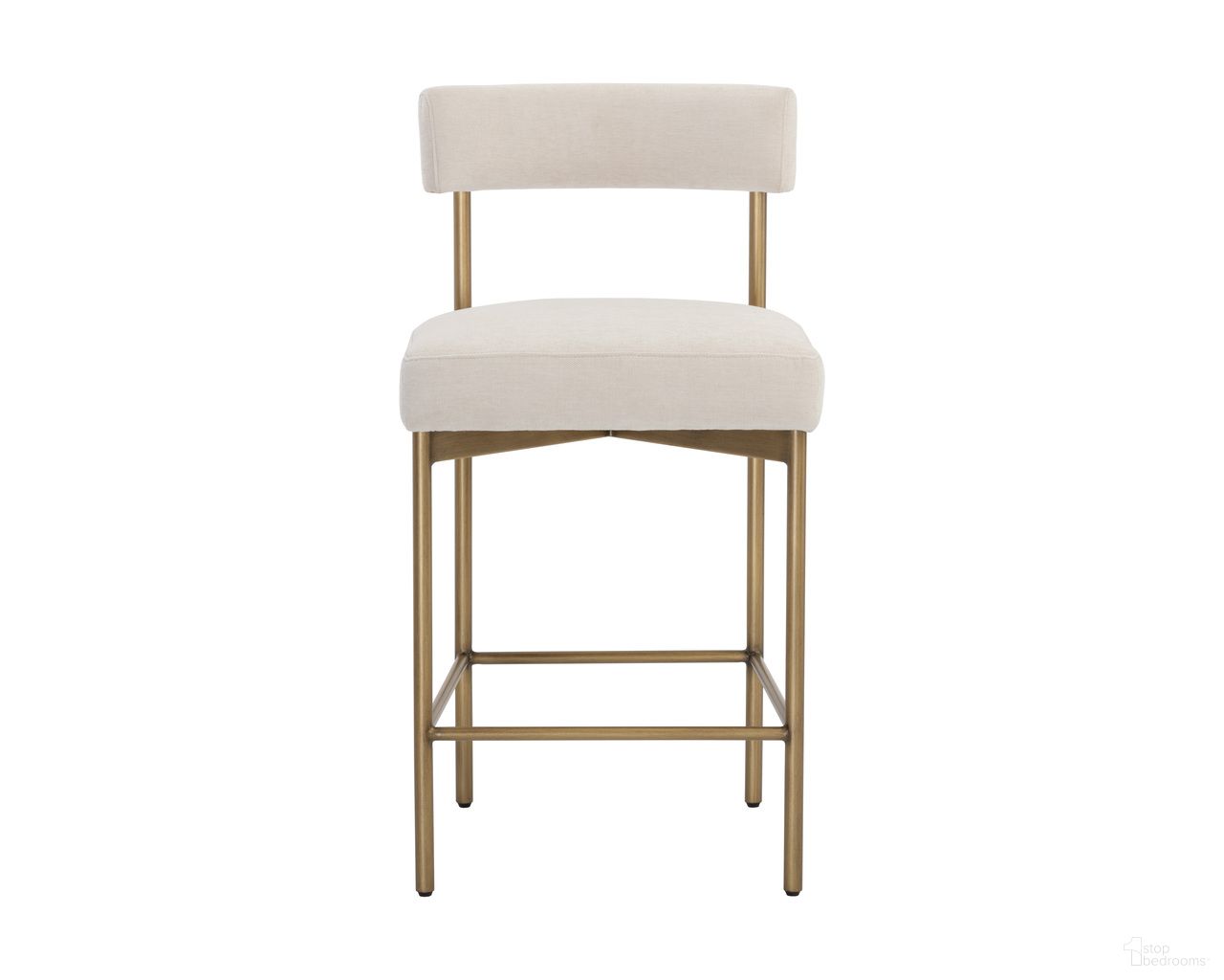 Seneca Counter Stool In Danny Ivory and Antique Brass