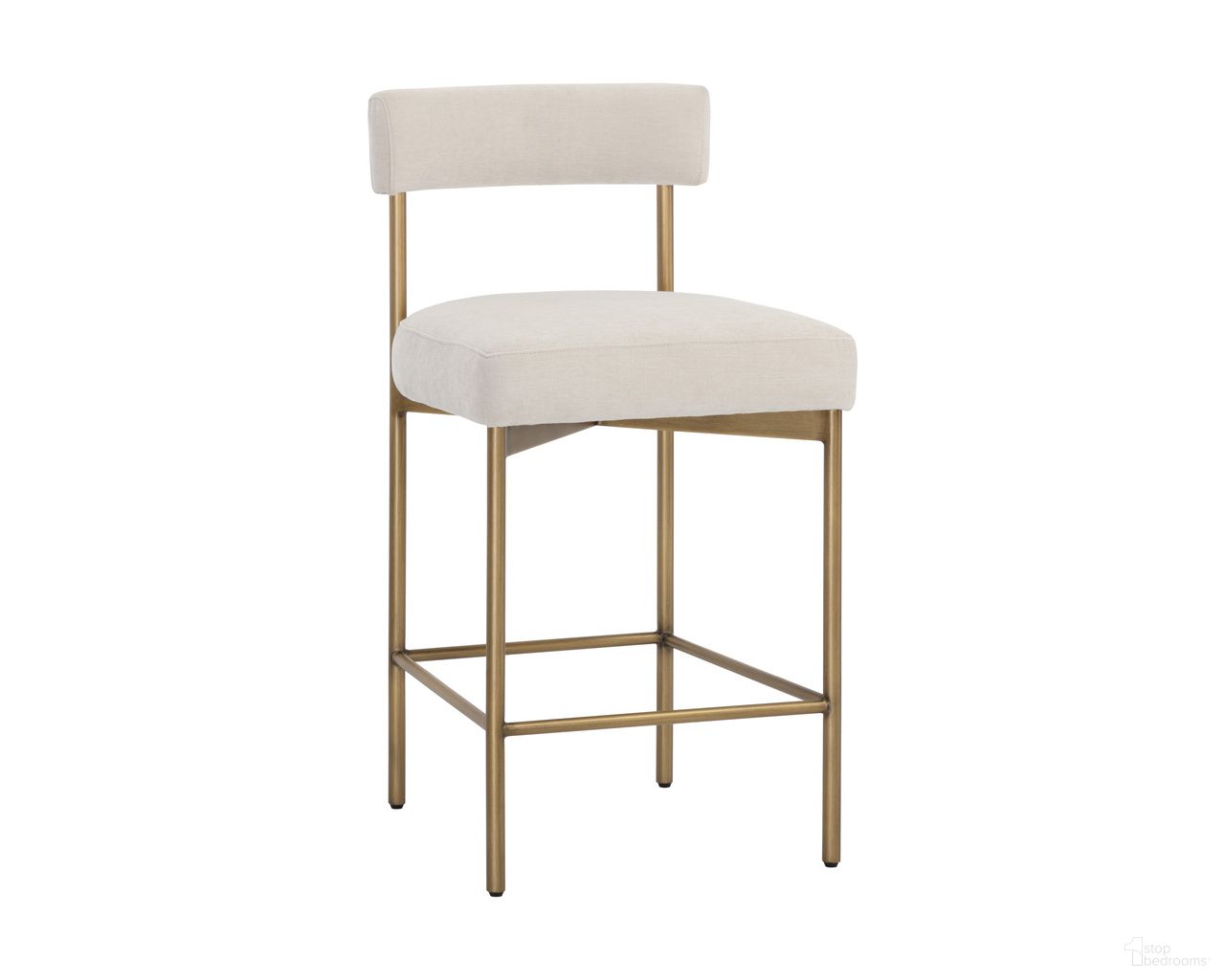 Seneca Counter Stool In Danny Ivory and Antique Brass