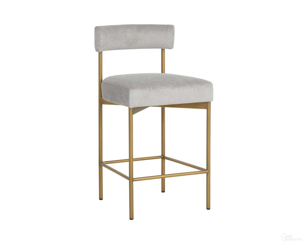 Seneca Counter Stool In Polo Club Stone and Antique Brass