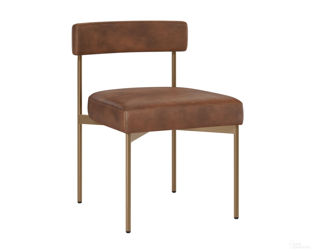 Seneca Dining Chair Set of 2 In Bravo Cognac and Antique Brass