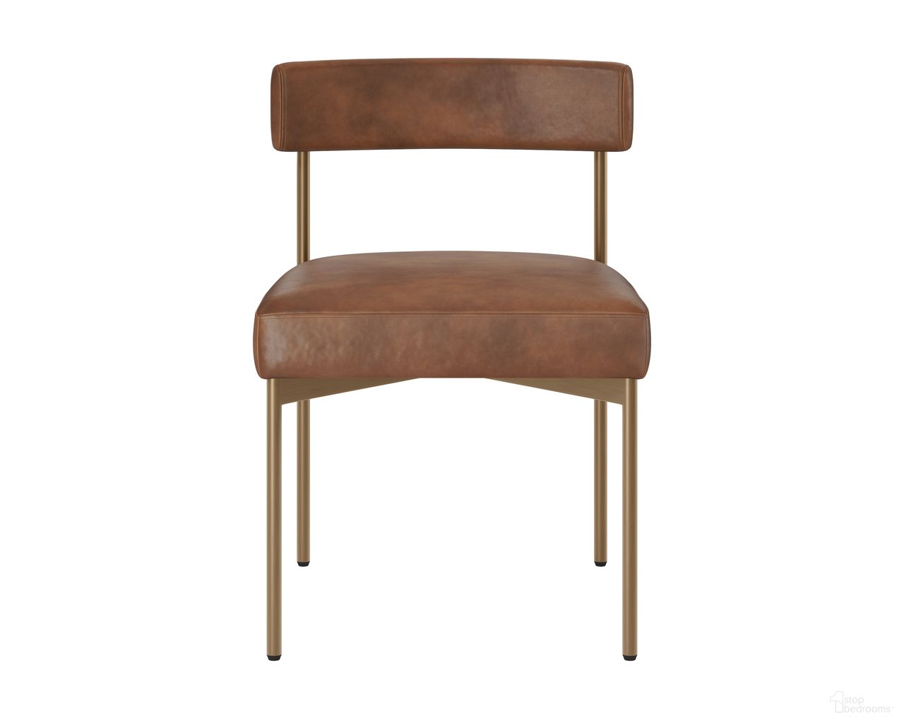 Seneca Dining Chair Set of 2 In Bravo Cognac and Antique Brass