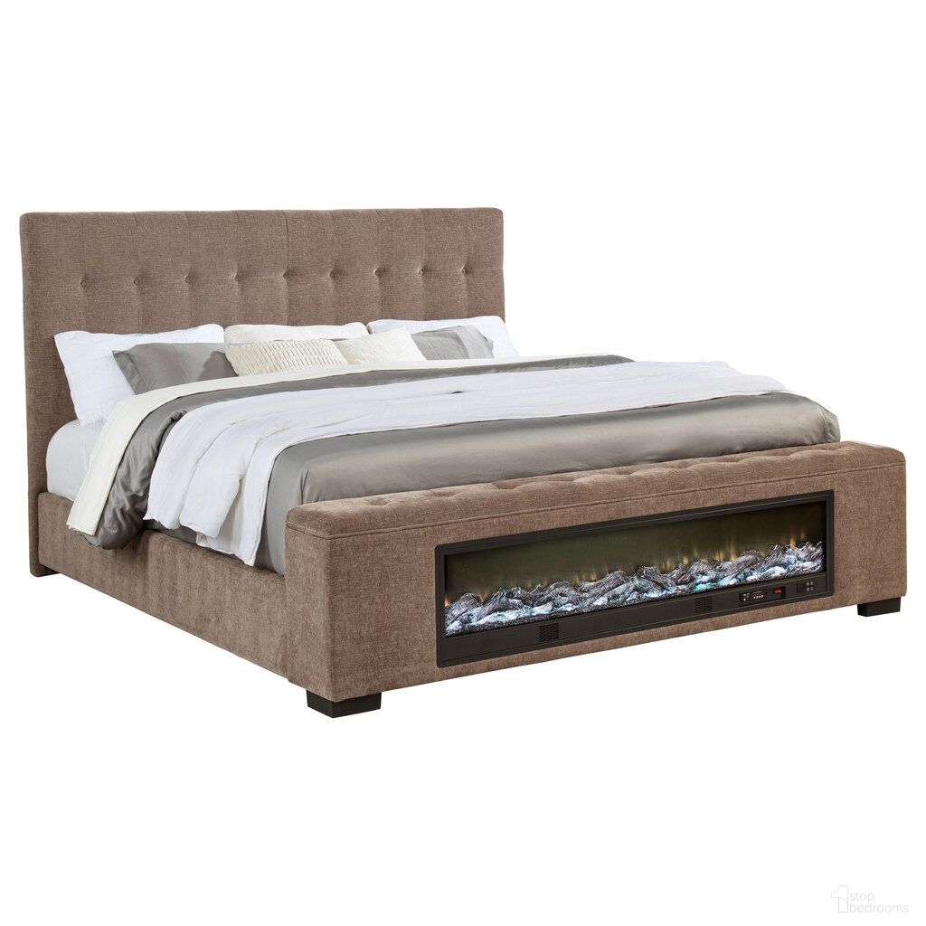 Senna Upholstered California King Audio Flame Visualizer Bed In Brown
