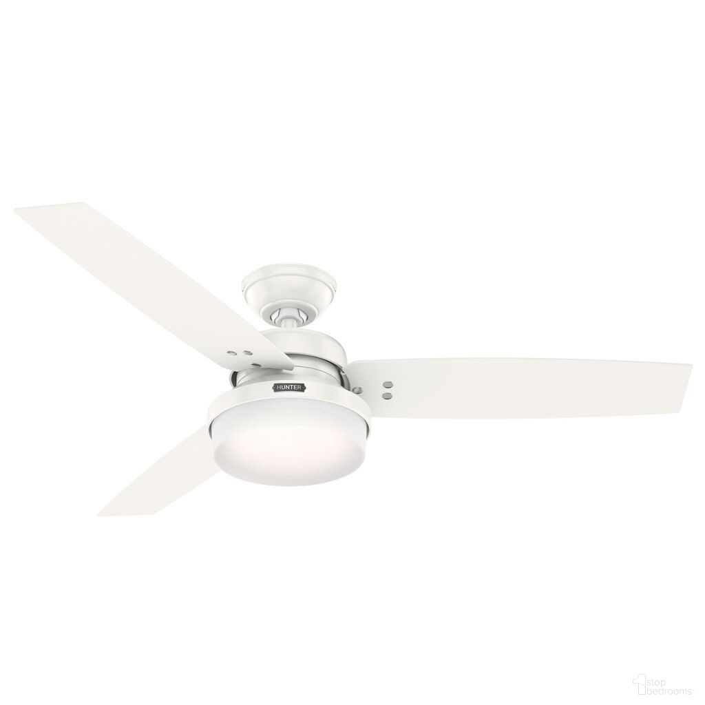 The appearance of Sentinel 52 Inch Ceiling Fan with LED Light Kit and Handheld Remote In Fresh White designed by Hunter Fan in the modern / contemporary interior design. This fresh white piece of furniture was selected by 1StopBedrooms from Sentinel Collection to add a touch of cosiness and style into your home. Sku: 59169. Material: Composite.