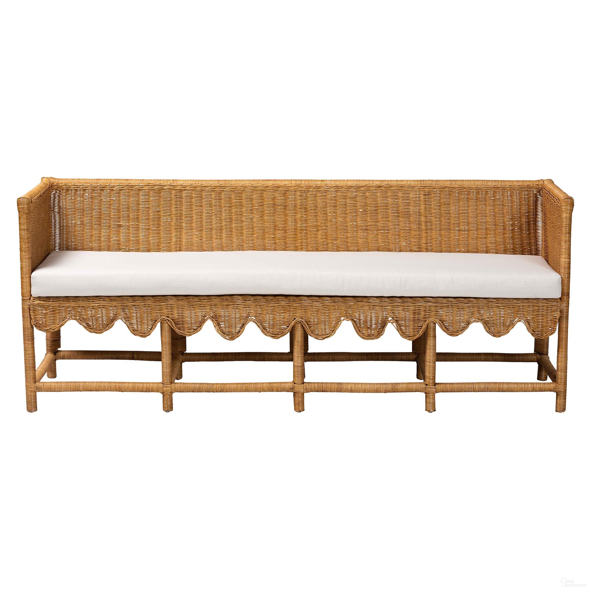 The appearance of Seranay Scallop Light Honey Rattan Long Dining Bench In Light Honey designed by Baxton Studio in the bohemian interior design. This light honey piece of furniture was selected by 1StopBedrooms from Seranay Collection to add a touch of cosiness and style into your home. Sku: Palm Short-Natural Rattan-Long-L Shape Seating. Material: Natural Rattan.