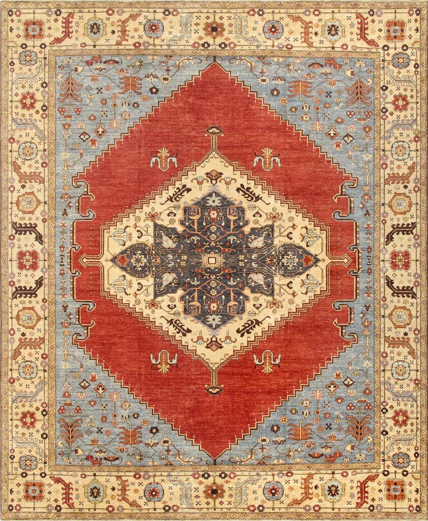 The appearance of Serapi Collection Hand-Knotted Lamb's Wool Area Rug-12' 2" x 15' 2" In Ivory and Rust designed by Pasargad Home in the modern / contemporary interior design. This ivory and rust piece of furniture  was selected by 1StopBedrooms from Serapi Collection to add a touch of cosiness and style into your home. Sku: 046073. Material: Lamb's Wool.
