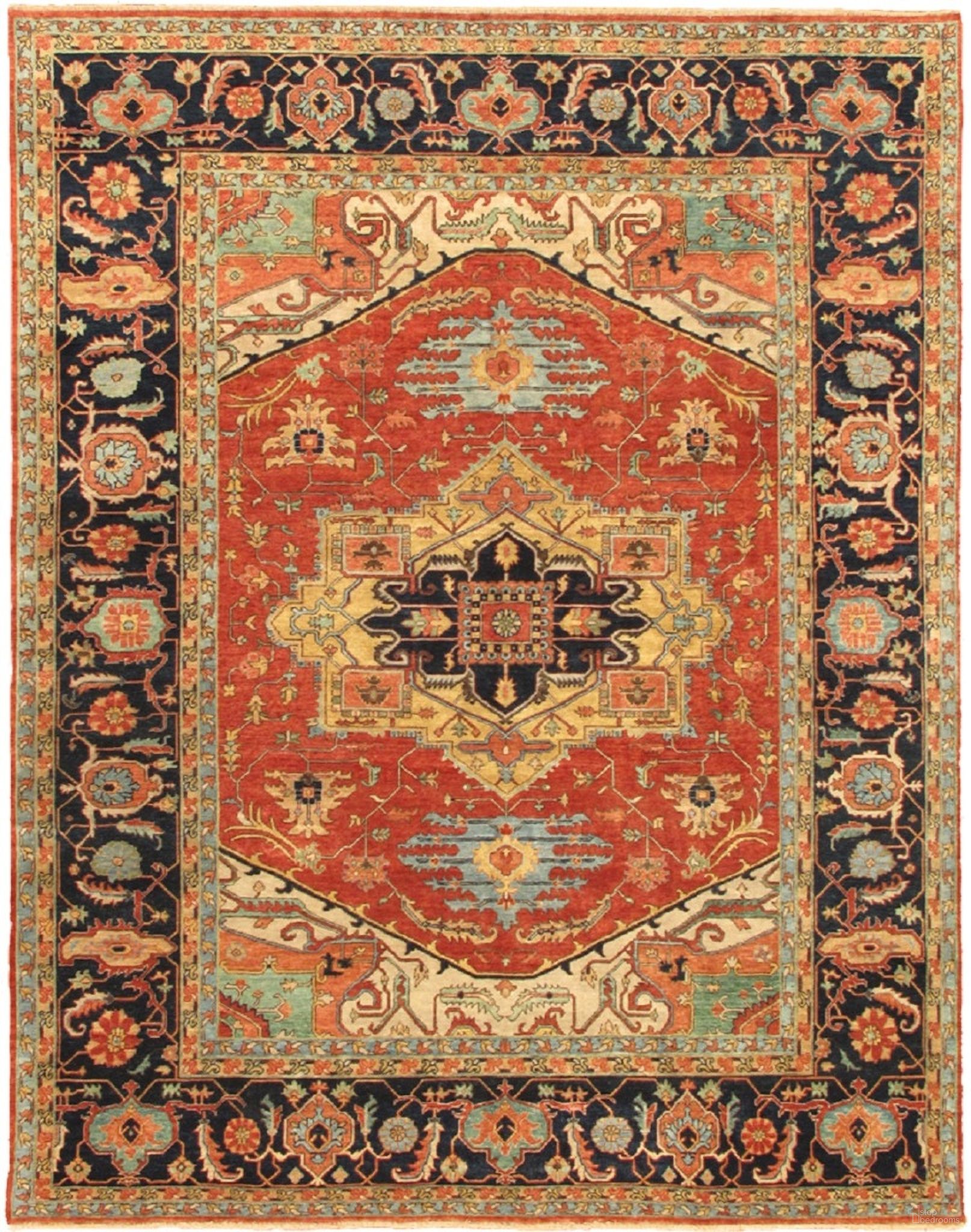 The appearance of Serapi Collection Hand-Knotted Lamb's Wool Area Rug- 9'11" x 14' 2" In Rust and Navy designed by Pasargad Home in the modern / contemporary interior design. This rust and navy piece of furniture  was selected by 1StopBedrooms from Serapi Collection to add a touch of cosiness and style into your home. Sku: PJR-4 10x14. Material: Lamb's Wool.