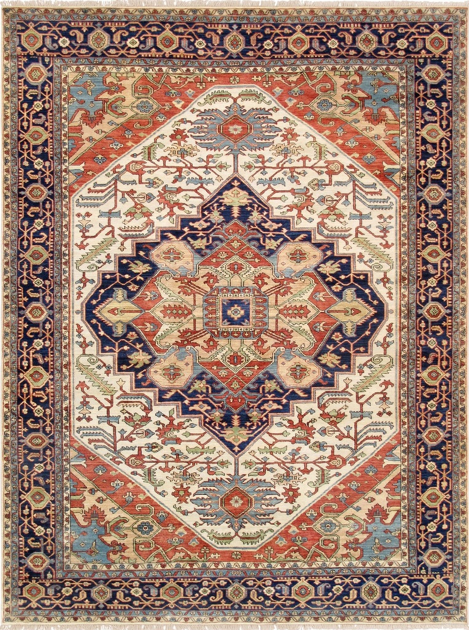 The appearance of Serapi Collection Hand-Knotted Wool Area Rug, 10' x 10' 3" In Ivory and Navy designed by Pasargad Home in the modern / contemporary interior design. This ivory and navy piece of furniture  was selected by 1StopBedrooms from Serapi Collection to add a touch of cosiness and style into your home. Sku: ph-3 10x10. Material: Wool.