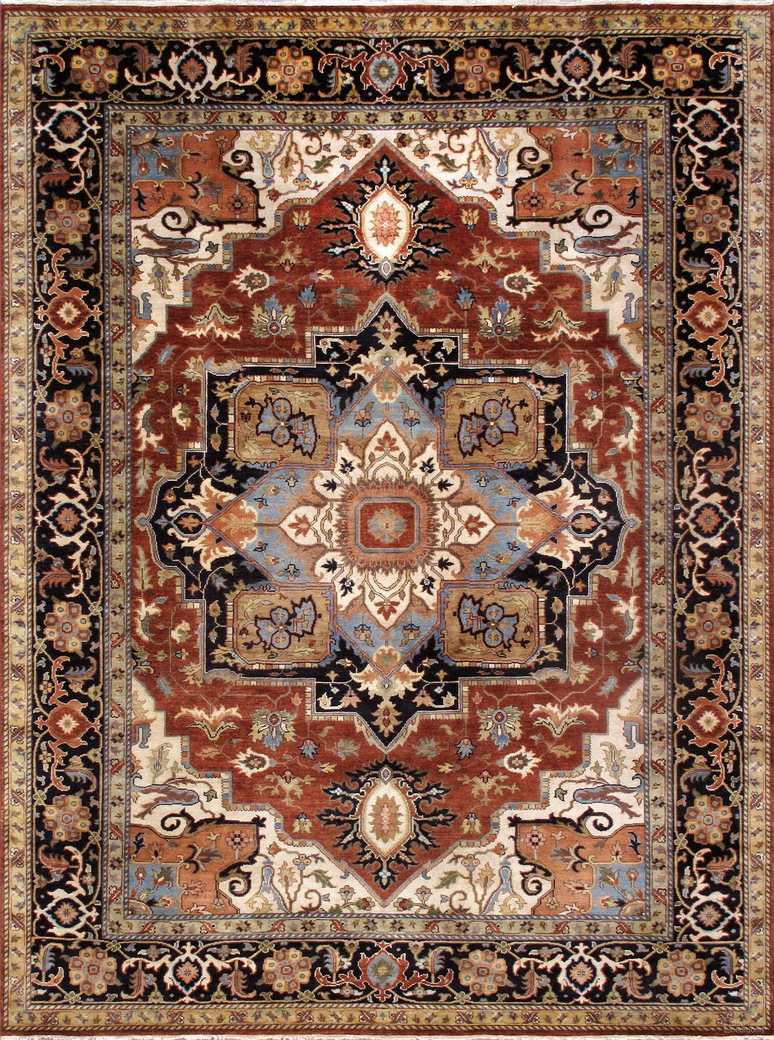 The appearance of Serapi Collection Hand-Knotted Wool Area Rug- 8'10" x 11'11" In Rust and Navy designed by Pasargad Home in the traditional interior design. This rust and navy piece of furniture was selected by 1StopBedrooms from Serapi Collection to add a touch of cosiness and style into your home. Sku: PSF-7120 9X12. Material: Wool.