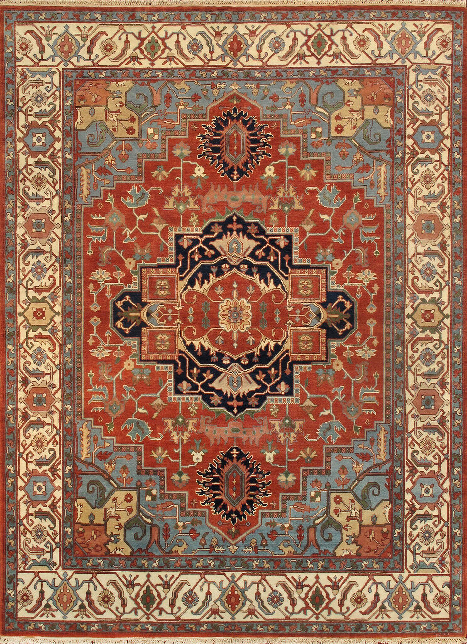 The appearance of Serapi Collection Hand-Knotted Wool Area Rug- 9' 2" x 11'11" In Ivory and Rust designed by Pasargad Home in the traditional interior design. This ivory and rust piece of furniture  was selected by 1StopBedrooms from Serapi Collection to add a touch of cosiness and style into your home. Sku: PB-5B 9x12. Material: Wool.
