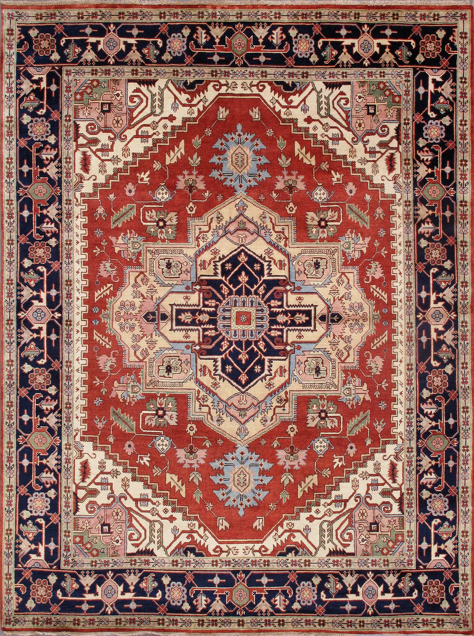 The appearance of Serapi Collection Hand-Knotted Wool Area Rug- 9' 7" x 13'11" In Rust and Navy designed by Pasargad Home in the traditional interior design. This rust and navy piece of furniture was selected by 1StopBedrooms from Serapi Collection to add a touch of cosiness and style into your home. Sku: PB-10B 10x14. Material: Wool.
