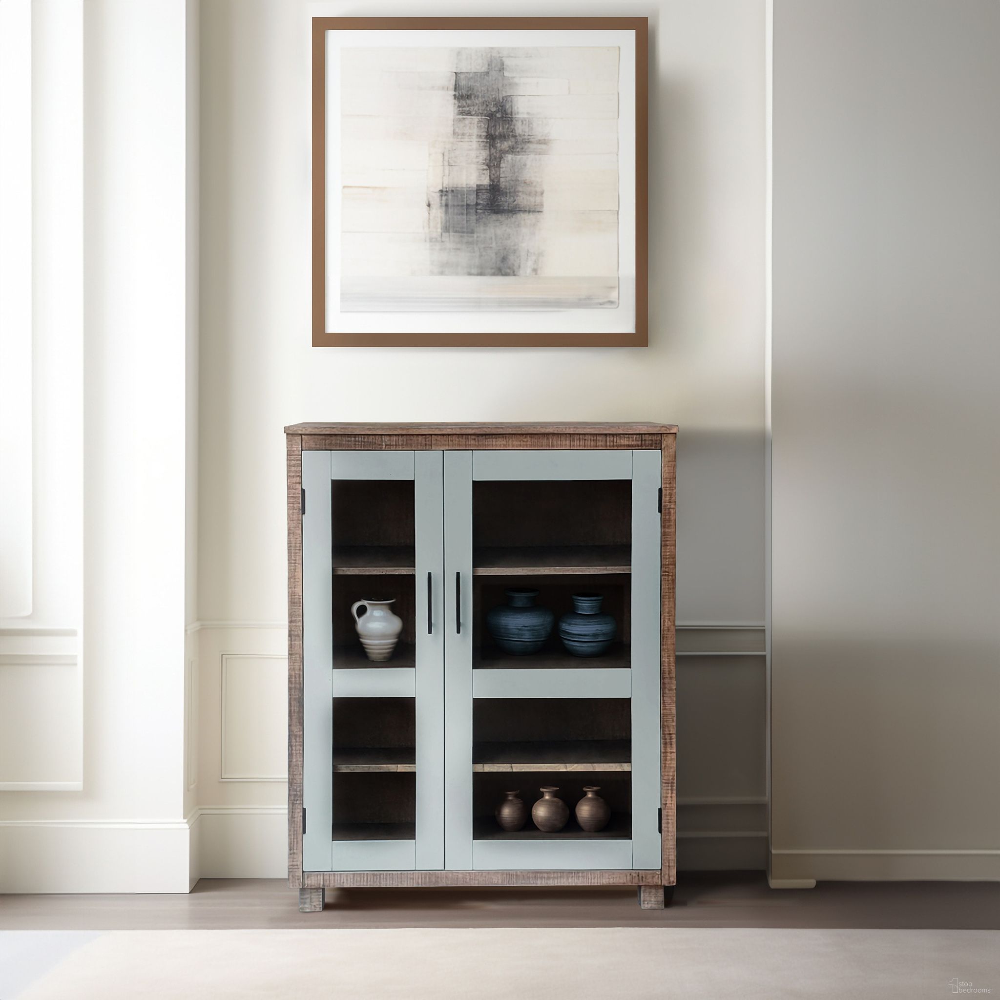 Serena Glass Cabinet In Brown and Taupe