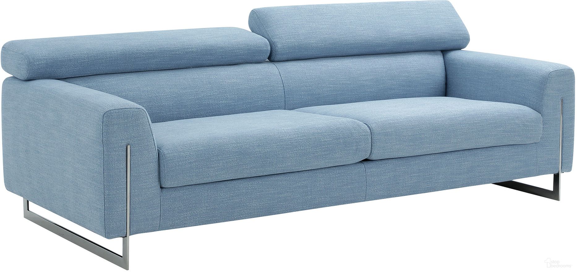 Serena Modern Sofa with Leg In Silver and Blue