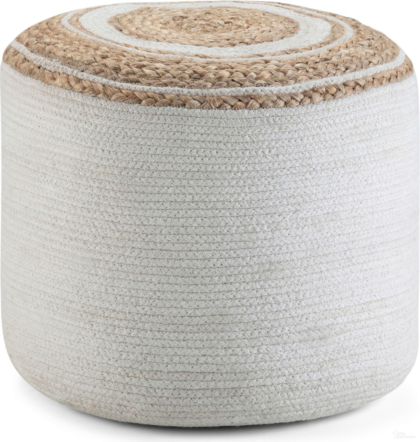 Serena Round Braided Pouf In Natural